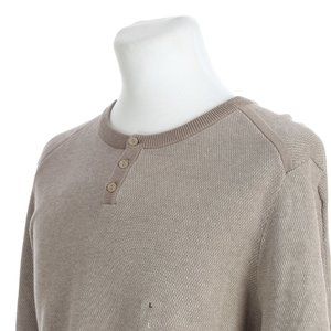 Alfani Cave Gray Cotton Crewneck Sweater 3-Button Front